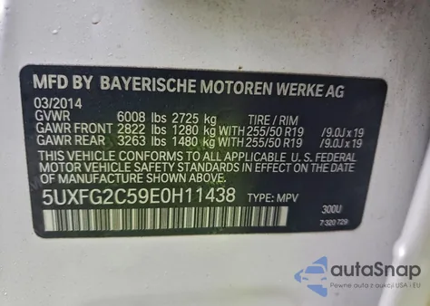 2014 BMW X6 xDrive35I z USA, uszkodzony, nr VIN 5UXFG2C59E0H11438